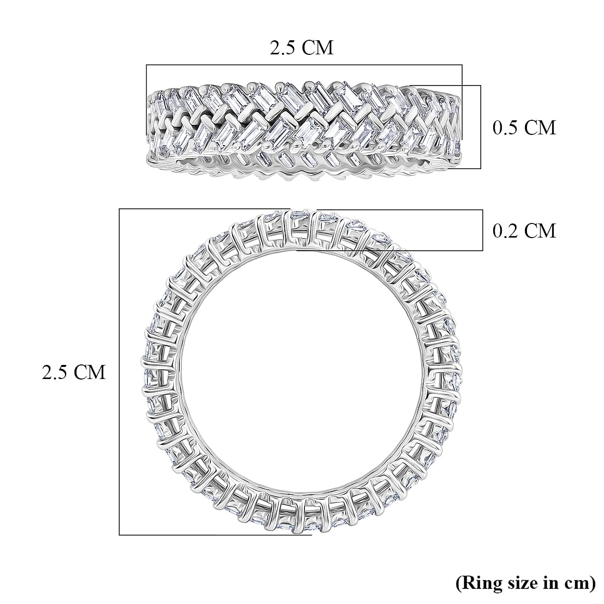 Luxuriant Lab Grown Diamond G-H SI 1.00 ctw Half Eternity Band Ring in Rhodium Over Sterling Silver image number 5