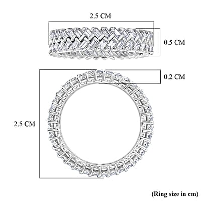 Luxuriant Lab Grown Diamond G-H SI 1.00 ctw Half Eternity Band Ring(S 8) in Rhodium Over Sterling Silver