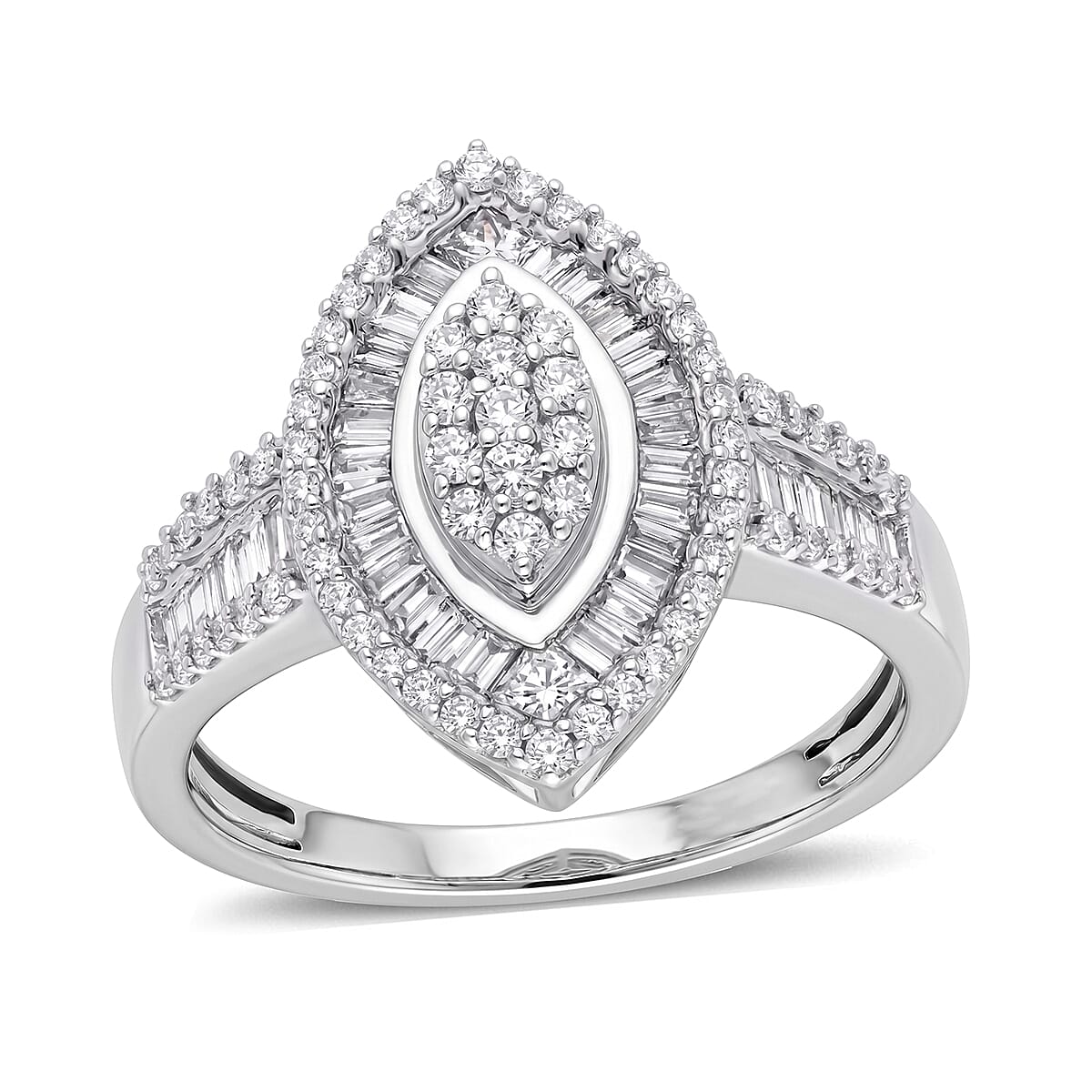 Luxuriant Lab Grown Diamond G-H SI 1.00 ctw Ring in Rhodium Over Sterling Silver (Size 6.0)