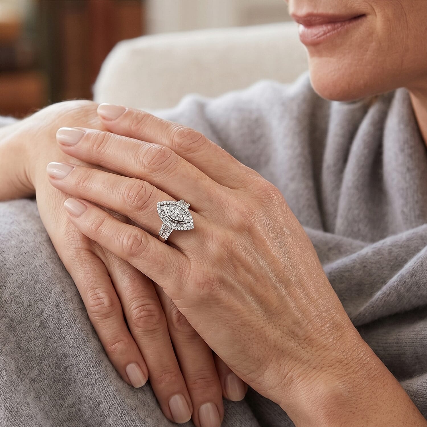 Luxuriant Lab Grown Diamond G-H SI 1.00 ctw Ring in Rhodium Over Sterling Silver (Size 6.0)