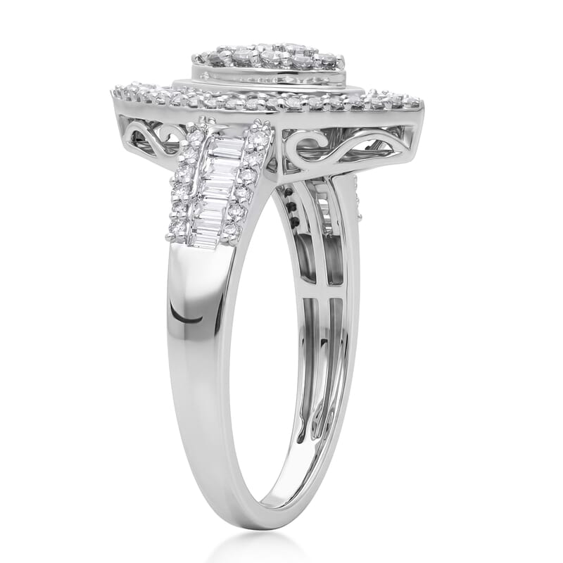 Luxuriant Lab Grown Diamond G-H SI 1.00 ctw Ring in Rhodium Over Sterling Silver (Size 6.0)