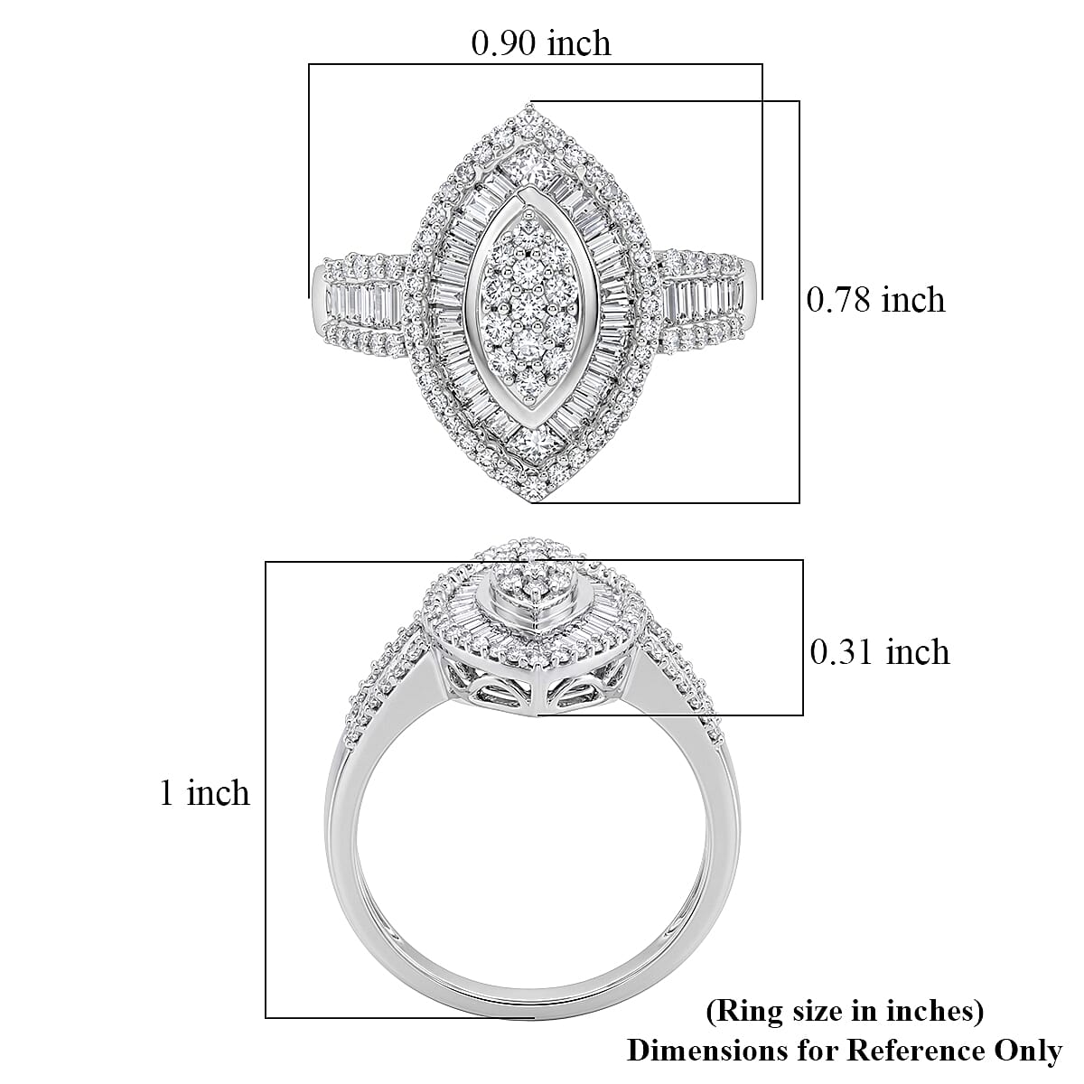 Luxuriant Lab Grown Diamond G-H SI 1.00 ctw Ring in Rhodium Over Sterling Silver (Size 6.0)