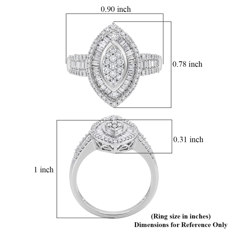 Luxuriant Lab Grown Diamond G-H SI 1.00 ctw Ring in Rhodium Over Sterling Silver (Size 6.0)
