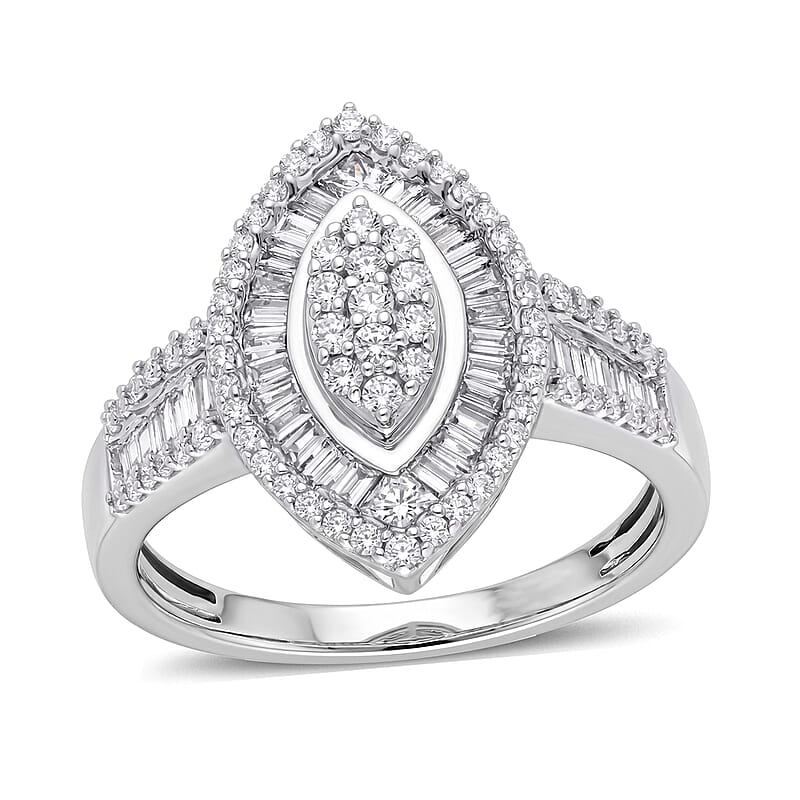 Luxuriant Lab Grown Diamond G-H SI 1.00 ctw Ring in Rhodium Over Sterling Silver (Size 8.0)