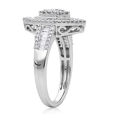 Luxuriant Lab Grown Diamond G-H SI 1.00 ctw Ring in Rhodium Over Sterling Silver (Size 8.0)