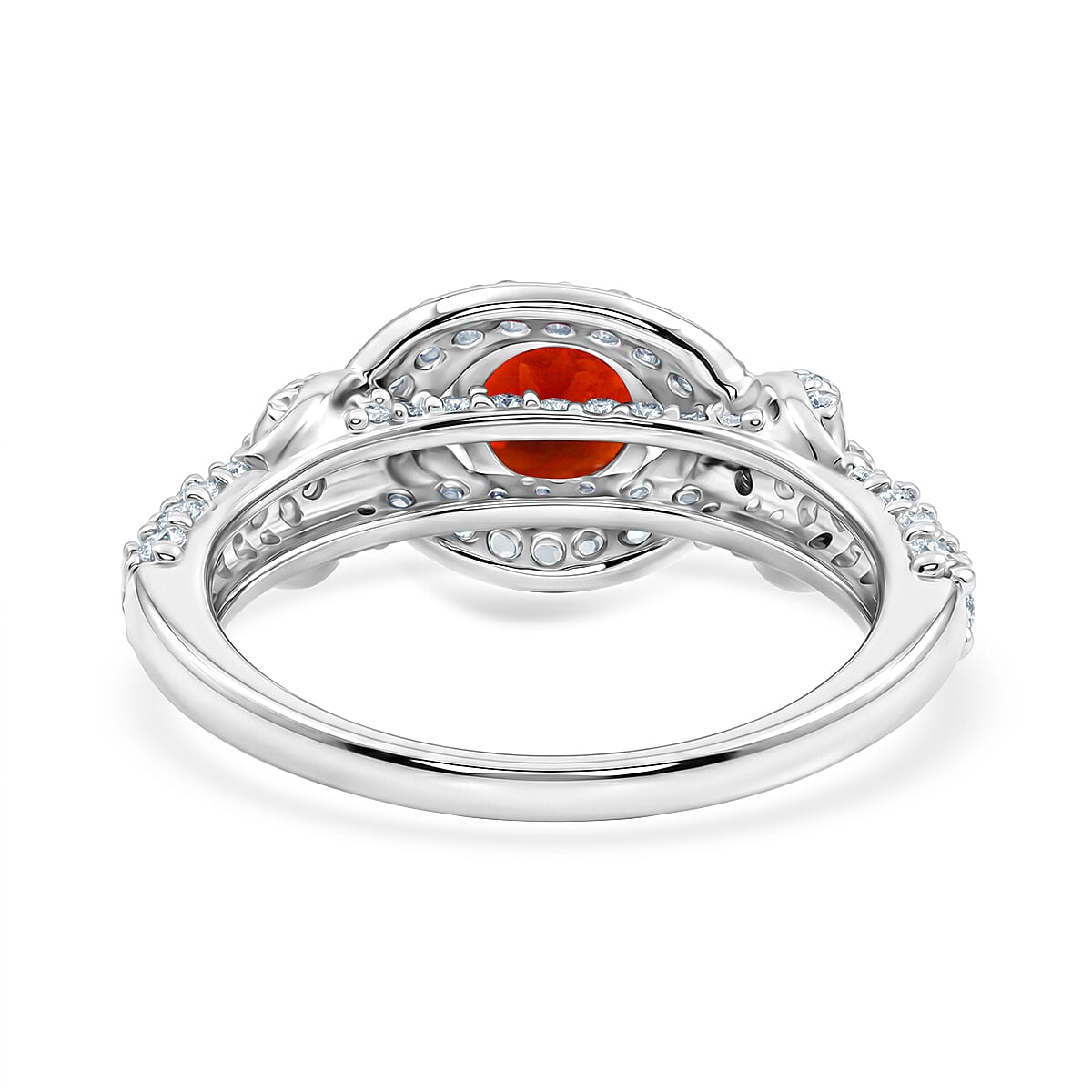 Mozambique Garnet and Simulated Diamond 1.65 ctw Ring in Sterling Silver (Size 7.0)