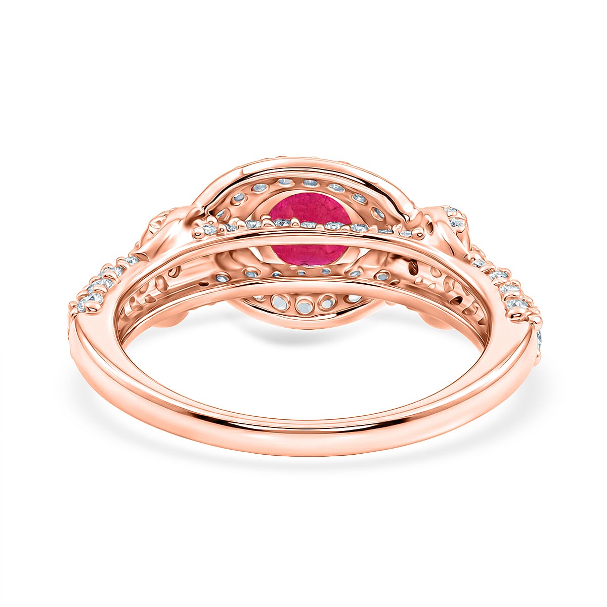 Mozambique Garnet and Simulated Diamond 1.65 ctw Ring in 14K RG Over Sterling Silver (Size 7.0)