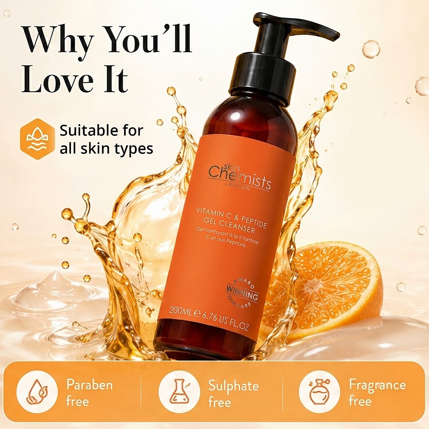 Skin Chemists Vitamin C and Peptide Gel Cleanser