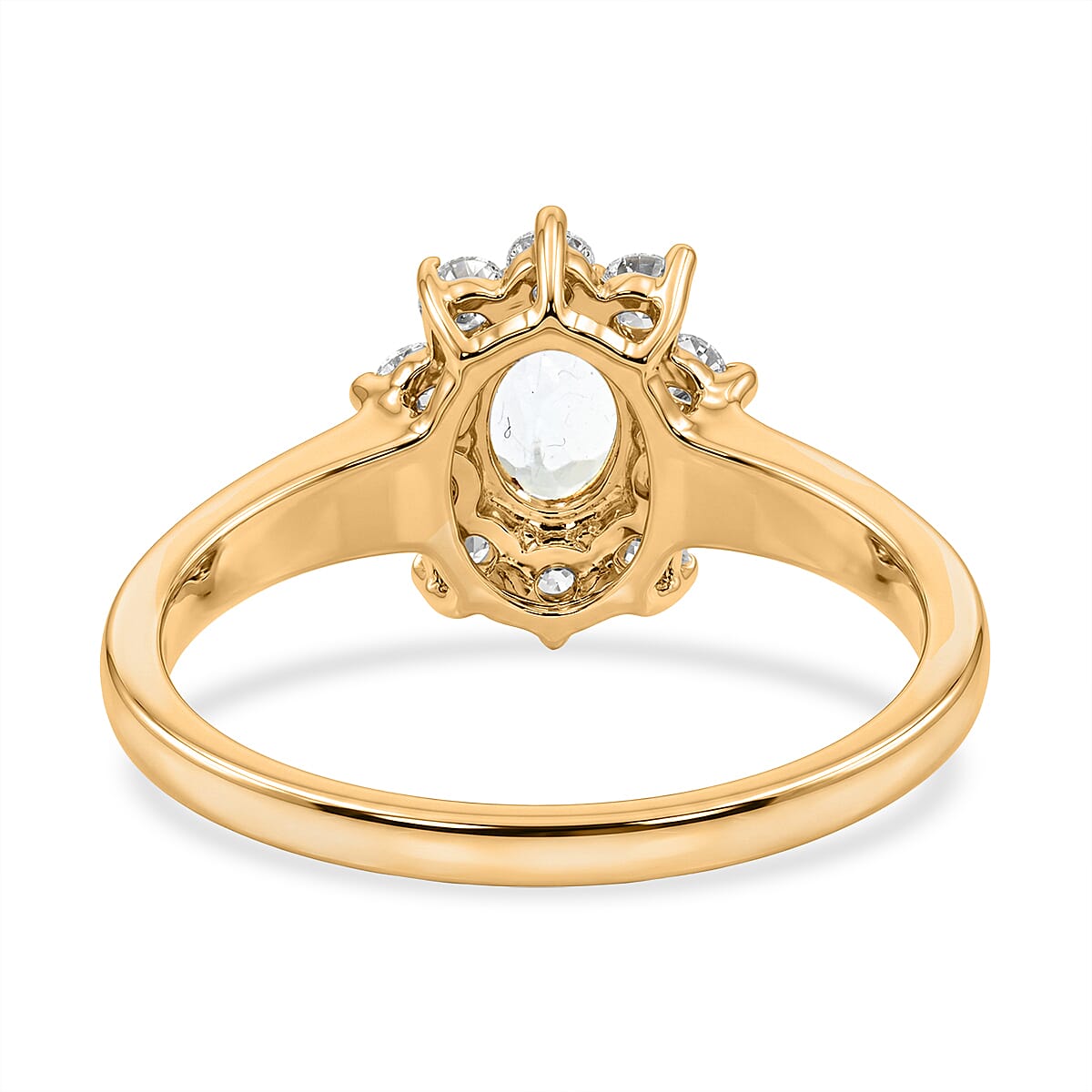 Mangoro Aquamarine and Simulated Diamond 1.80 ctw Sunburst Ring in 14K YG Over Sterling Silver (Size 5.0)
