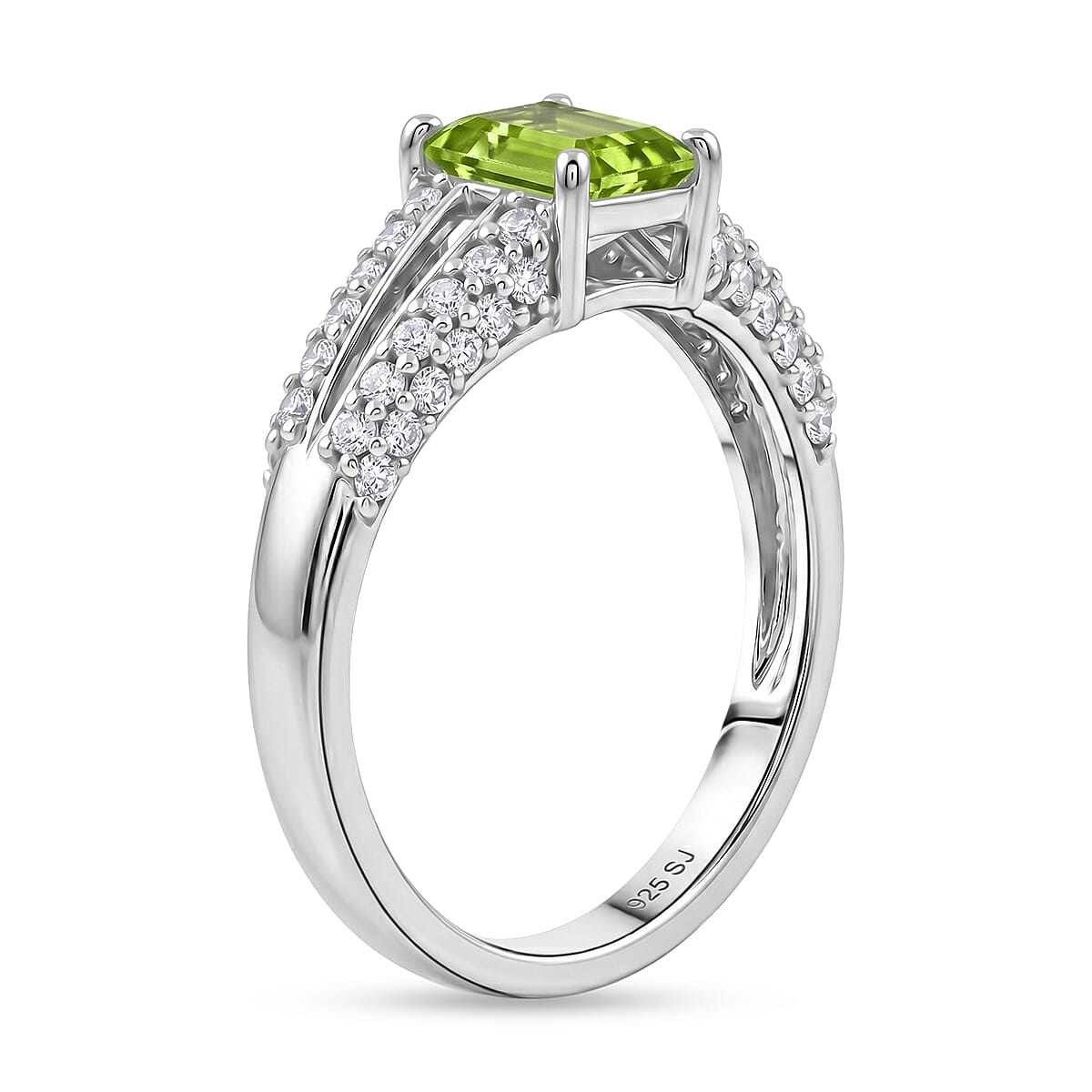 Hebei Peridot and White Topaz 1.15 ctw Ring in Sterling Silver (Size 7.0)