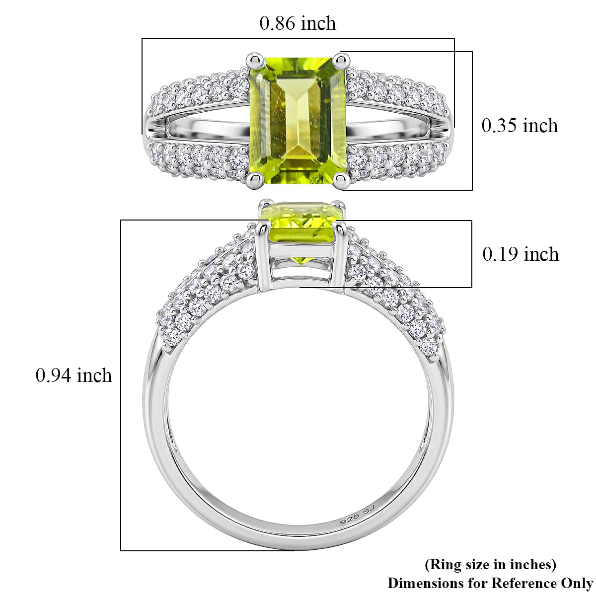 Hebei Peridot and White Topaz 1.15 ctw Ring in Sterling Silver (Size 7.0)