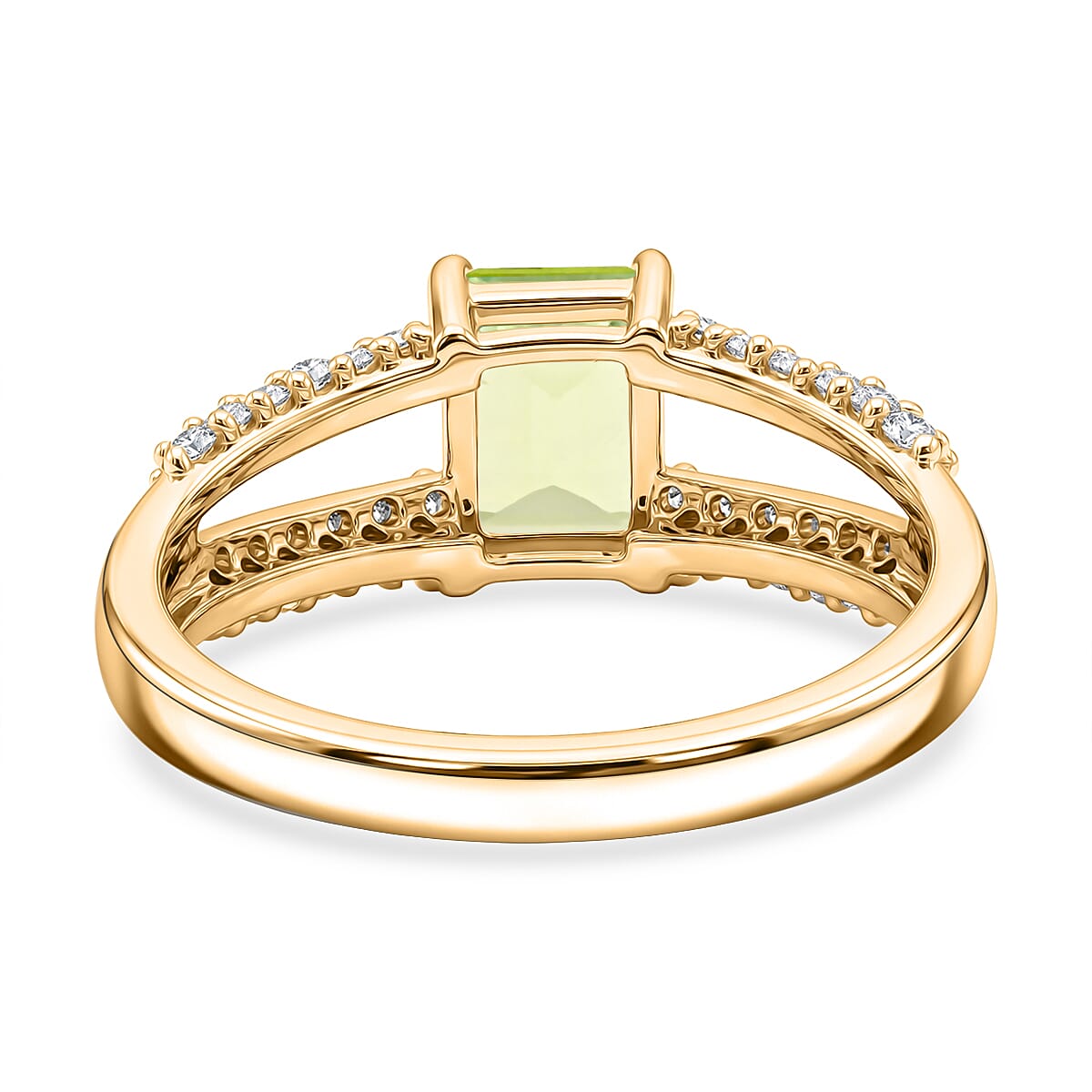 Hebei Peridot and White Topaz 1.15 ctw Ring in 14K YG Over Sterling Silver (Size 9.0)