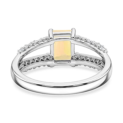 Opalite and White Topaz 1.25 ctw Ring in Sterling Silver (Size 5.0)