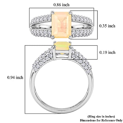 Opalite and White Topaz 1.25 ctw Ring in Sterling Silver (Size 5.0)