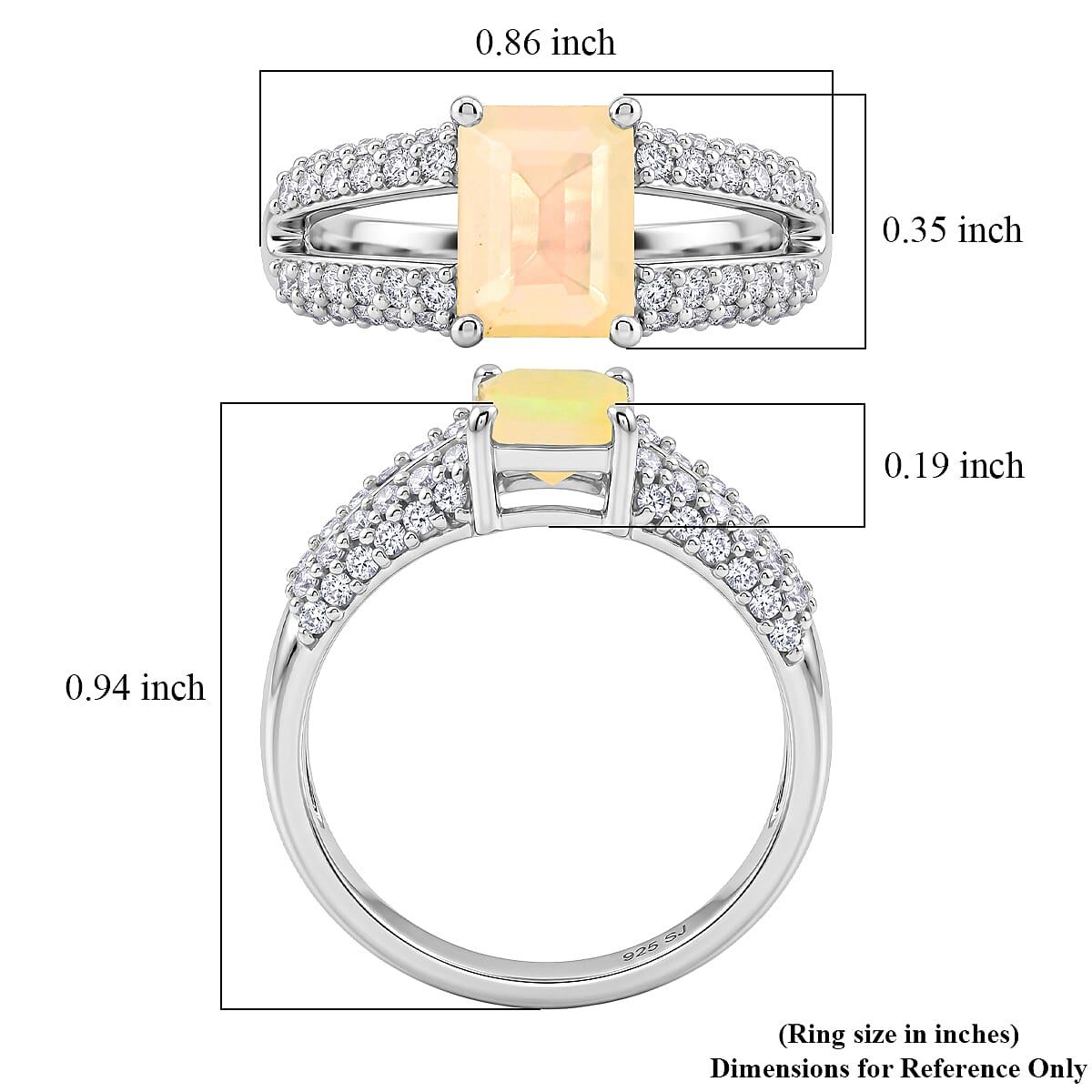 Opalite and White Topaz 1.25 ctw Ring in Sterling Silver (Size 6.0)