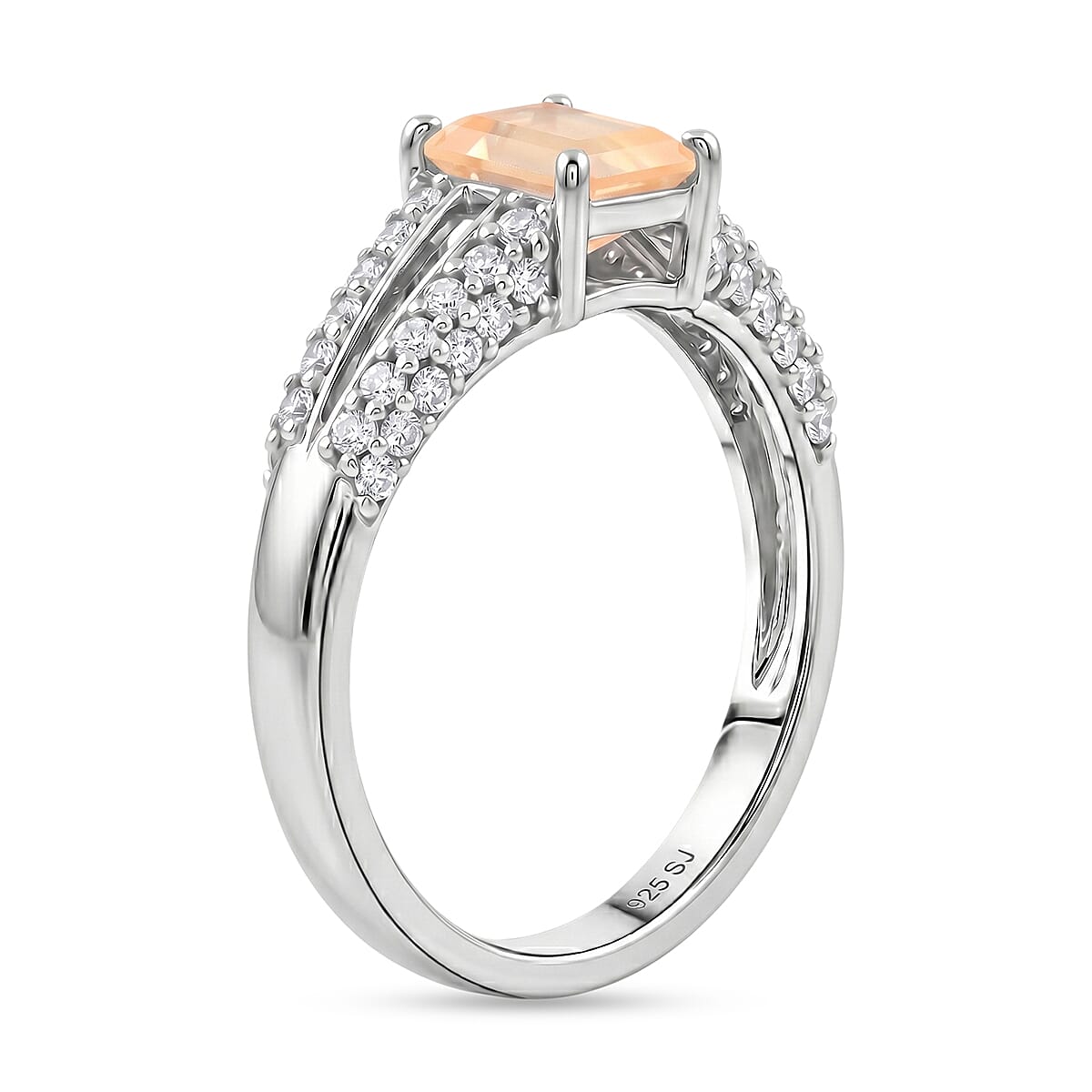 Opalite and White Topaz 1.25 ctw Ring in Sterling Silver (Size 8.0)