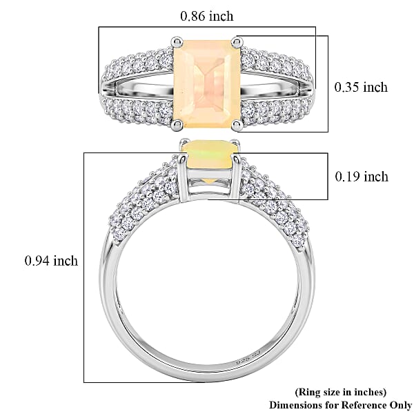 Opalite and White Topaz 1.25 ctw Ring in Sterling Silver (Size 8.0)