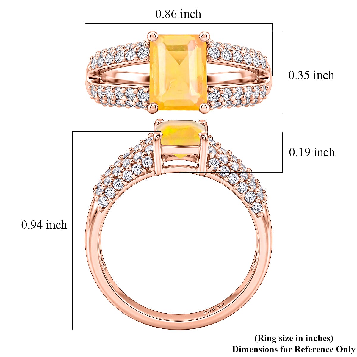 Opalite and White Topaz 1.25 ctw Ring in 14K RG Over Sterling Silver (Size 7.0)