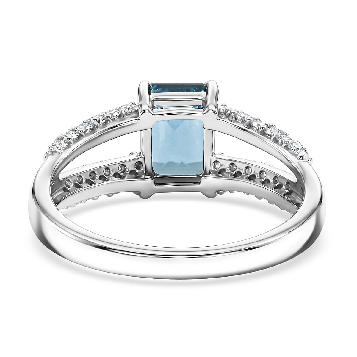 Teal Quartz and White Topaz 1.25 ctw Ring in Sterling Silver (Size 6.0)