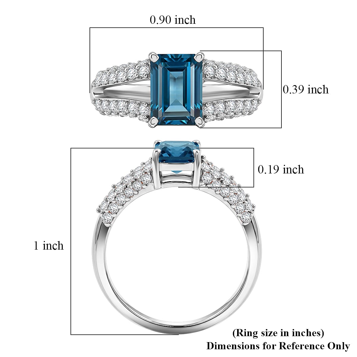 Teal Quartz and White Topaz 1.25 ctw Ring in Sterling Silver (Size 6.0)