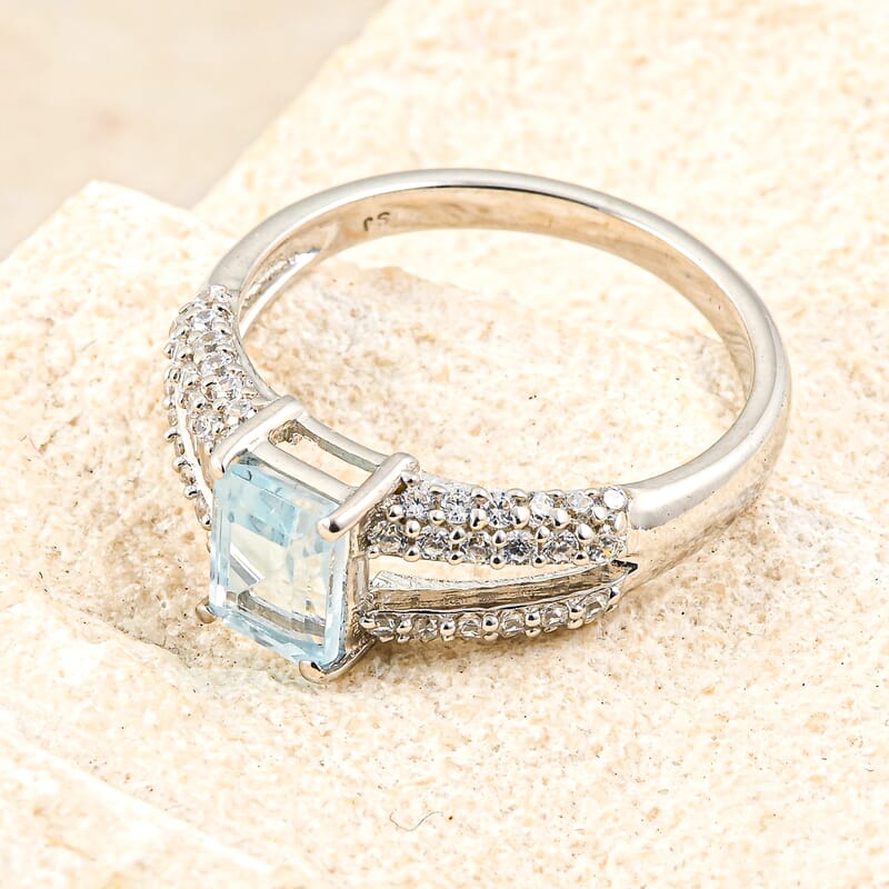 Blue and White Topaz 1.50 ctw Ring in Sterling Silver (Size 10.0)