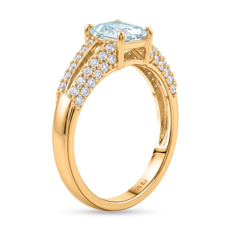 Blue and White Topaz 1.50 ctw Ring in 14K YG Over Sterling Silver (Size 8.0)