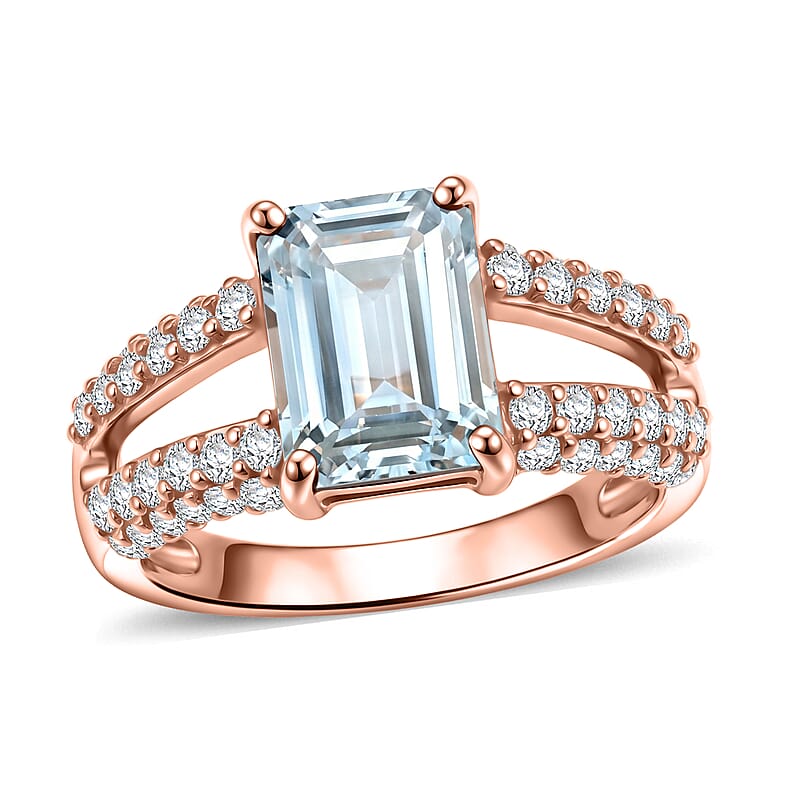 Blue and White Topaz 1.50 ctw Ring in 14K RG Over Sterling Silver (Size 7.0)