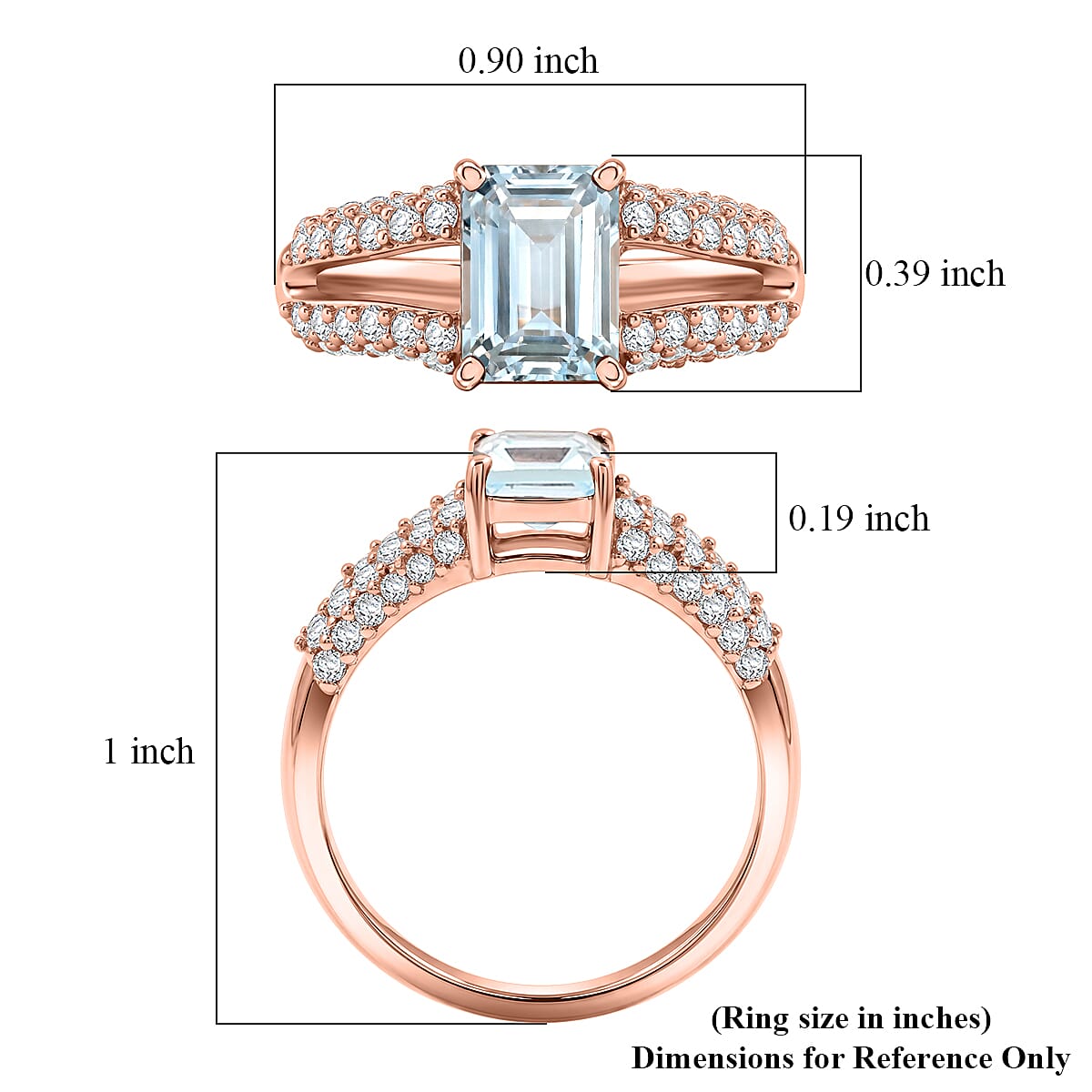Blue and White Topaz 1.50 ctw Ring in 14K RG Over Sterling Silver (Size 8.0)