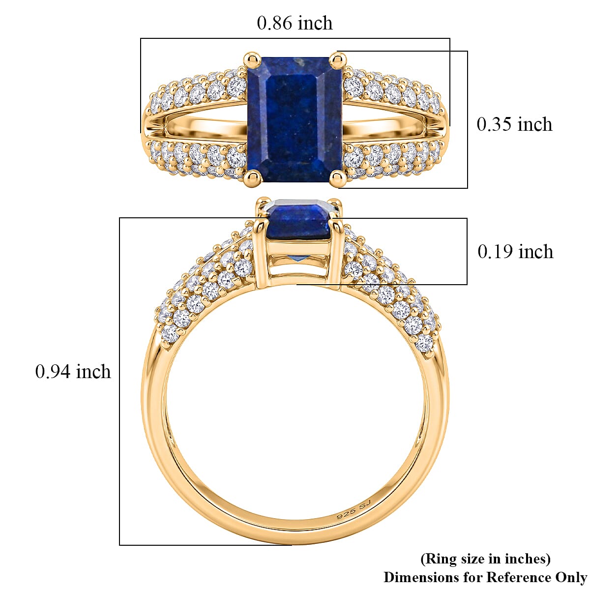 Lapis Lazuli and White Topaz 1.15 ctw Ring in 14K YG Over Sterling Silver (Size 7.0)