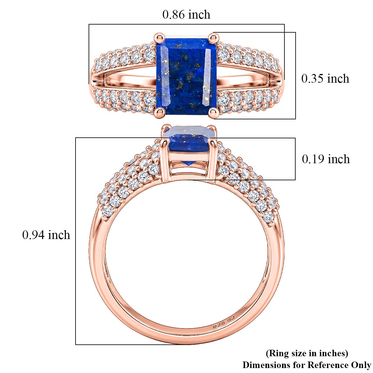Lapis Lazuli and White Topaz 1.15 ctw Ring in 14K RG Over Sterling Silver (Size 7.0)