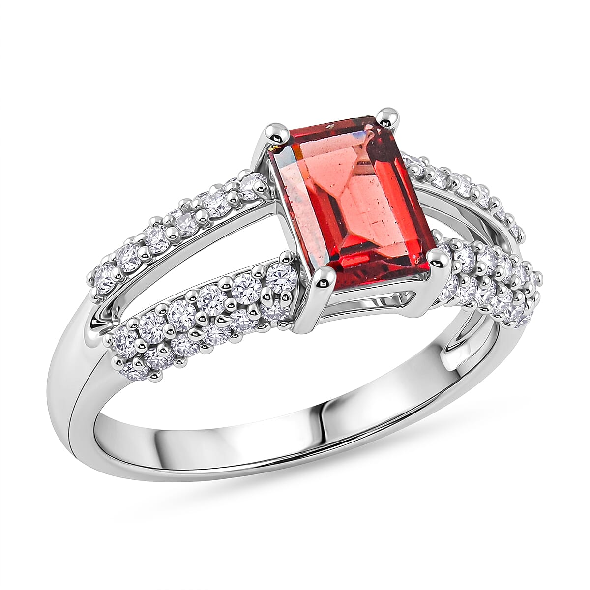 Mozambique Garnet and White Topaz 1.25 ctw Ring in Sterling Silver (Size 7.0)