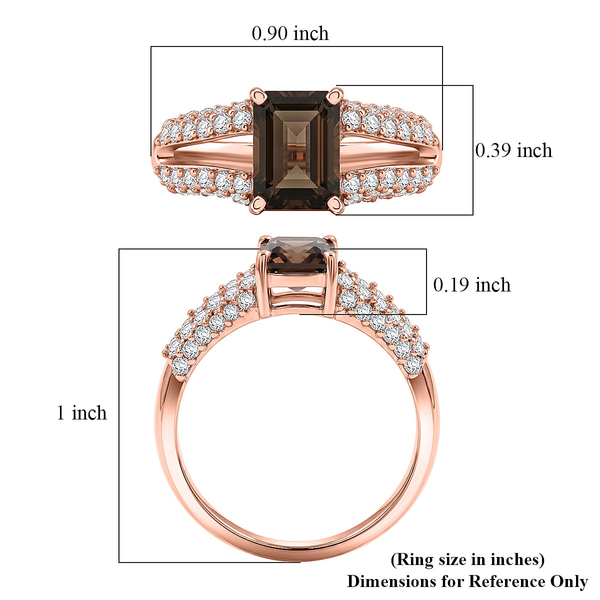 Smoky Quartz and White Topaz 1.25 ctw Ring in 14K RG Over Sterling Silver (Size 6.0)