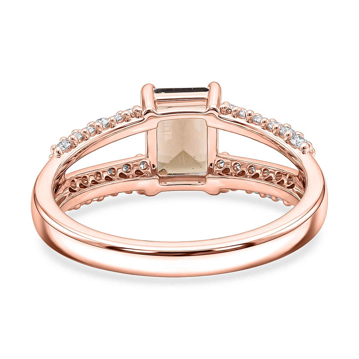 Smoky Quartz and White Topaz 1.25 ctw Ring in 14K RG Over Sterling Silver (Size 8.0)