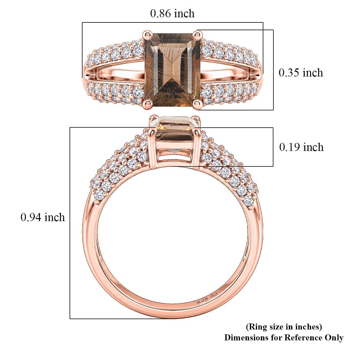 Smoky Quartz and White Topaz 1.25 ctw Ring in 14K RG Over Sterling Silver (Size 8.0)