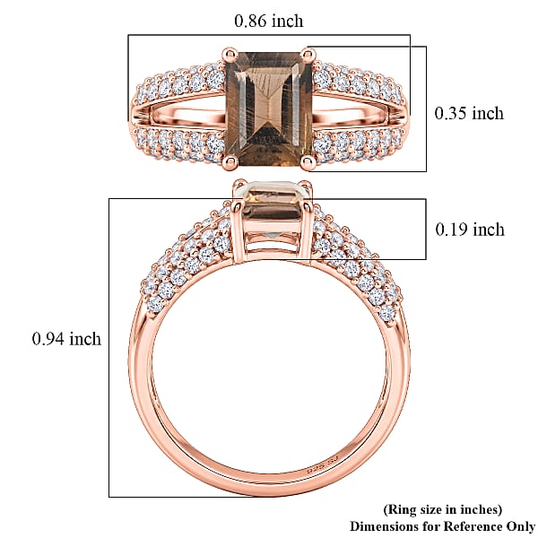 Smoky Quartz and White Topaz 1.25 ctw Ring in 14K RG Over Sterling Silver (Size 8.0)