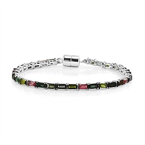 Gem Hunter D'Joy Premium Multi-Tourmaline 7.50 ctw Rainbow Spark Bracelet in Rhodium Over Sterling Silver (7.25 In)