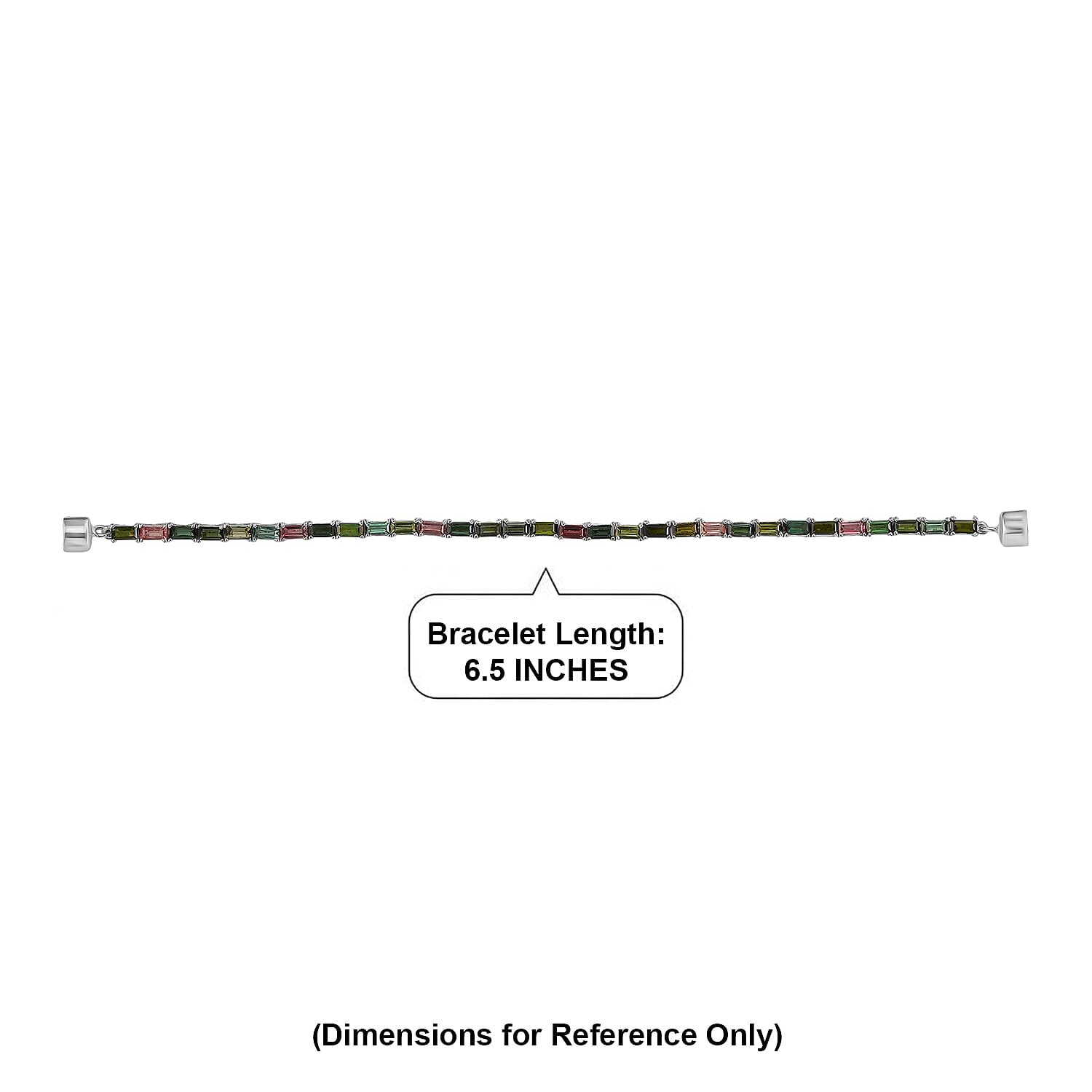 Gem Hunter D'Joy Premium Multi-Tourmaline 6.75 ctw Rainbow Spark Bracelet in Rhodium Over Sterling Silver (6.50 In)