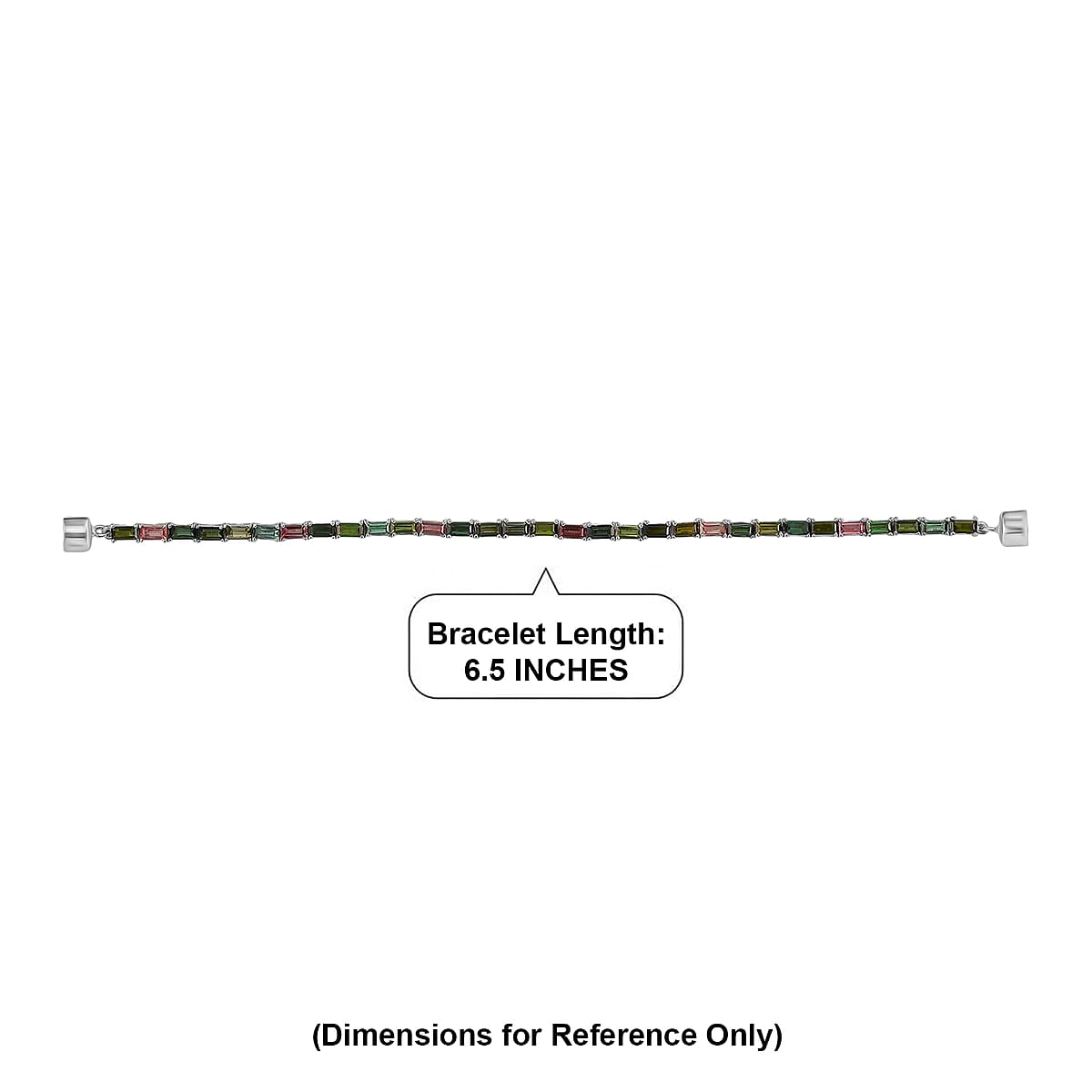 Gem Hunter D'Joy Premium Multi-Tourmaline 6.75 ctw Rainbow Spark Bracelet in Rhodium Over Sterling Silver (6.50 In) image number 4