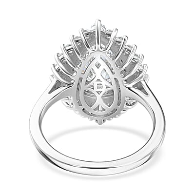 D'Joy Moissanite 4.00 ctw Ring in Rhodium Over Sterling Silver (Size 7.0)
