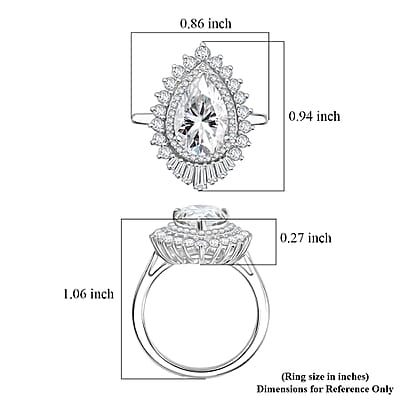 D'Joy Moissanite 4.00 ctw Ring in Rhodium Over Sterling Silver (Size 7.0)