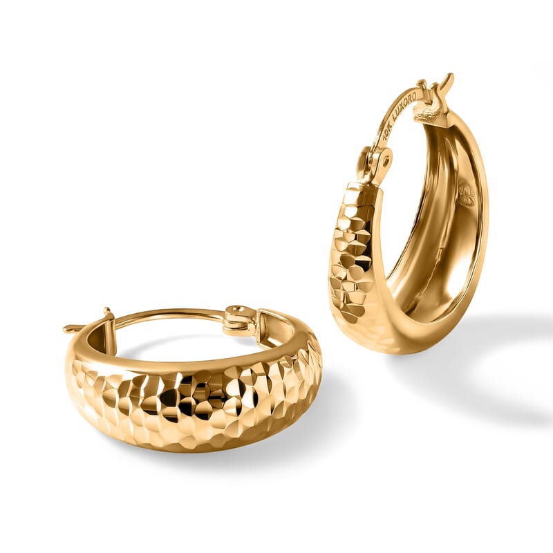 Luxoro Hammered Hoop Earrings in 10K Yellow Gold 2.25 Grams