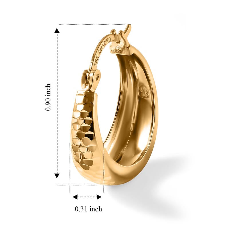 Luxoro Hammered Hoop Earrings in 10K Yellow Gold 2.25 Grams