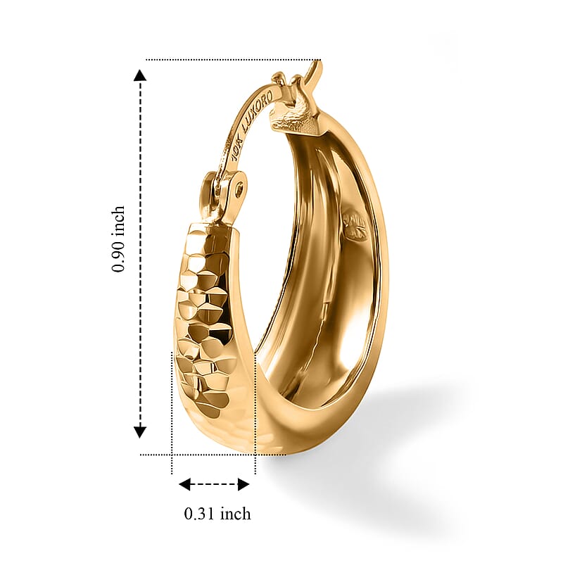 Luxoro Hammered Hoop Earrings in 10K Yellow Gold 2.25 Grams