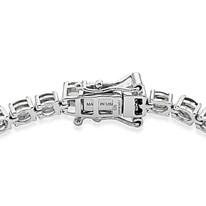 Premium Malawi Green Sapphire and Luxuriant Lab Grown Diamond G-H SI 9.40 ctw Crown Line Bracelet in Rhodium Over Sterling Silver (7.25 In)