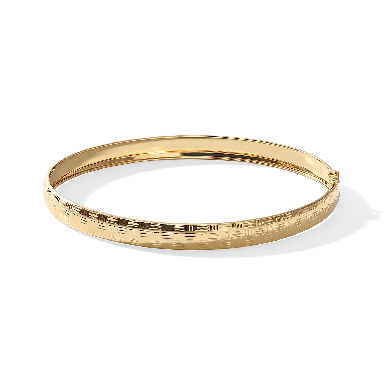 Luxoro Basket Weave Dome Bangle Bracelet in 10K Yellow Gold (7.25 In) 3.85 Grams