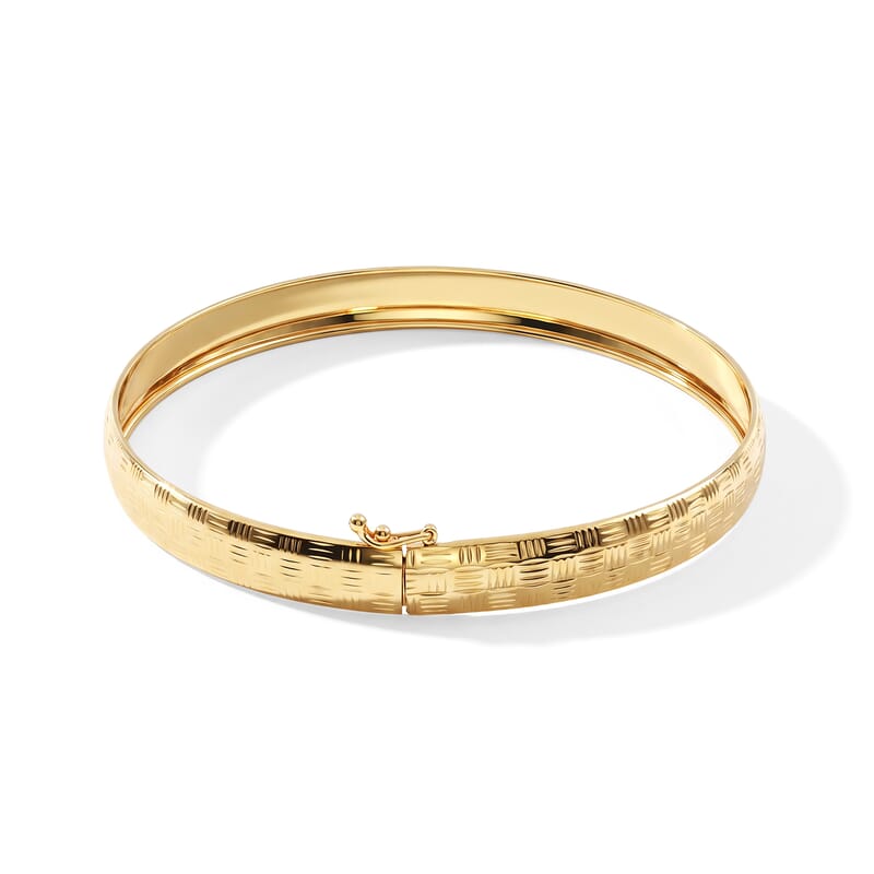 Luxoro Basket Weave Dome Bangle Bracelet in 10K Yellow Gold (7.25 In) 3.85 Grams