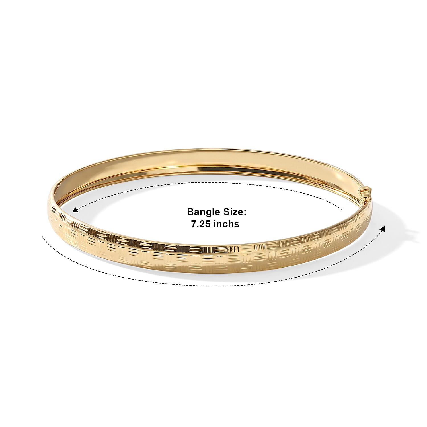 Luxoro Basket Weave Dome Bangle Bracelet in 10K Yellow Gold (7.25 In) 3.85 Grams