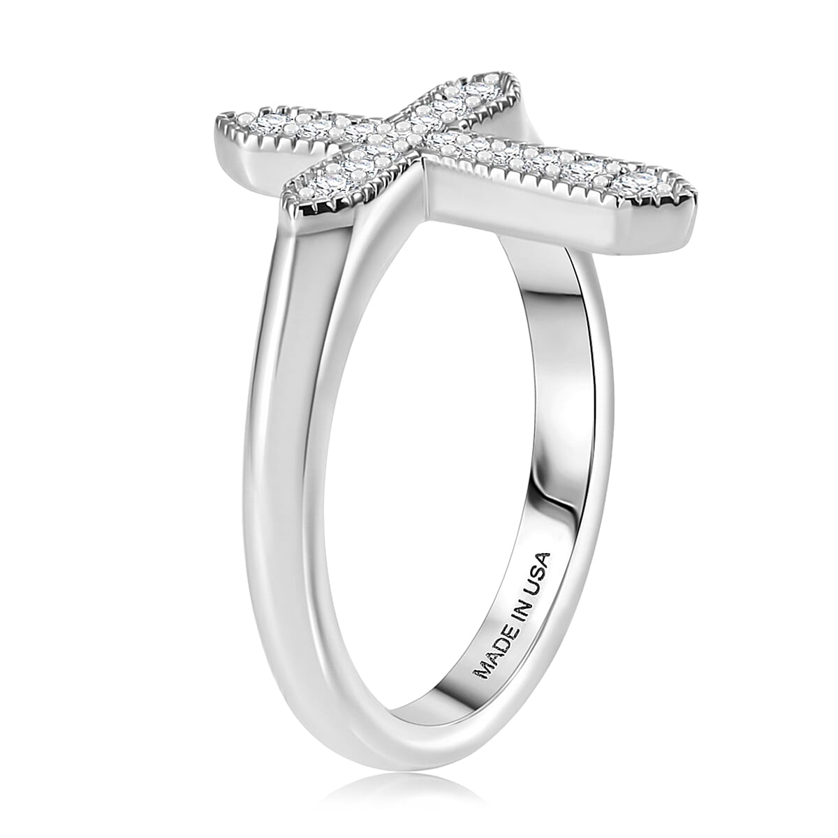 D'Joy Moissanite 0.20 ctw Ring in Rhodium Over Sterling Silver (Size 6.0)