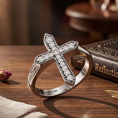 D'Joy Moissanite 0.20 ctw Ring in Rhodium Over Sterling Silver (Size 8.0)