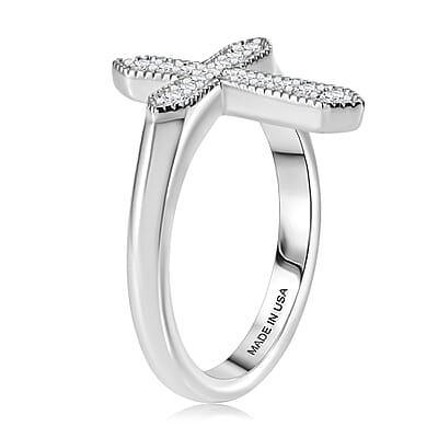D'Joy Moissanite 0.20 ctw Ring in Rhodium Over Sterling Silver (Size 8.0)